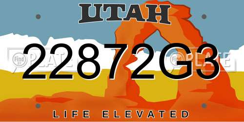 22872G3 Utah License Plate