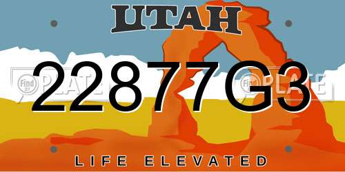 22877G3 Utah License Plate