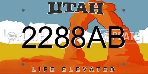 2288AB Utah License Plate