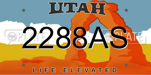 2288AS Utah License Plate