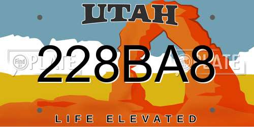 228BA8 Utah License Plate
