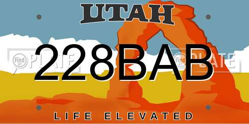228BAB Utah License Plate
