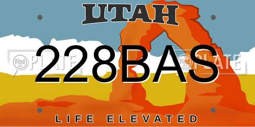 228BAS Utah License Plate