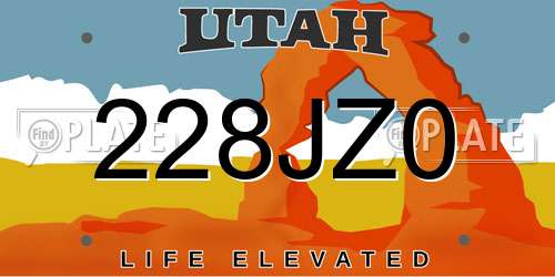 228JZ0 Utah License Plate