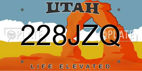 228JZQ Utah License Plate