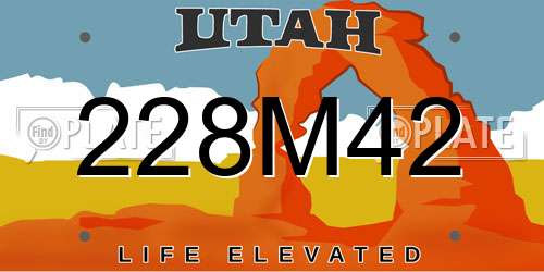 228M42 Utah License Plate