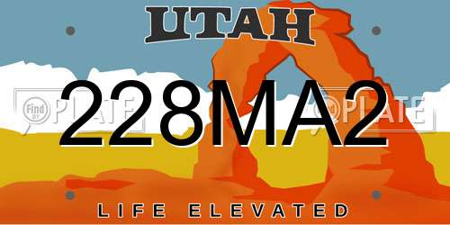 228MA2 Utah License Plate