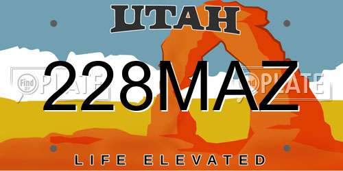 228MAZ Utah License Plate