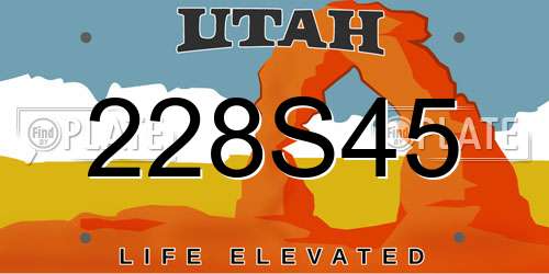 228S45 Utah License Plate