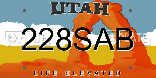 228SAB Utah License Plate