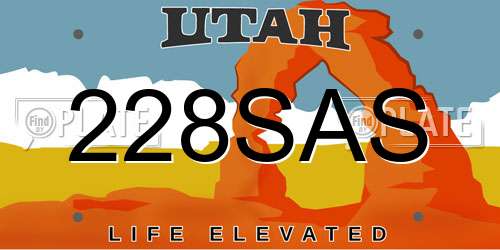 228SAS Utah License Plate