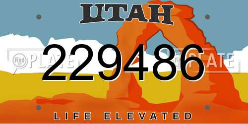 229486 Utah License Plate