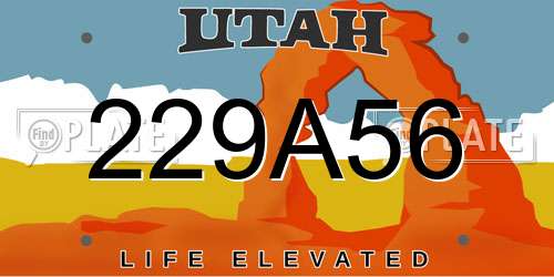 229A56 Utah License Plate