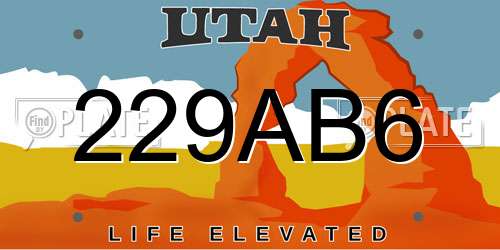 229AB6 Utah License Plate