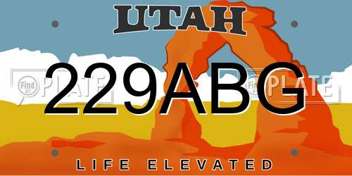 229ABG Utah License Plate