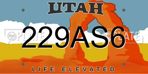229AS6 Utah License Plate