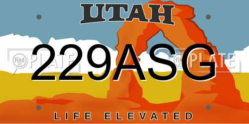 229ASG Utah License Plate