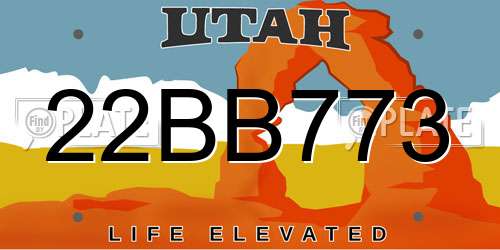 22BB773 Utah License Plate