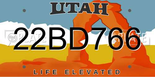 22BD766 Utah License Plate