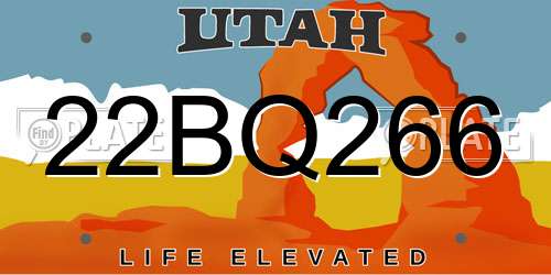 22BQ266 Utah License Plate
