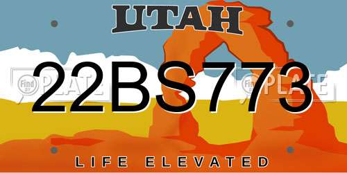 22BS773 Utah License Plate