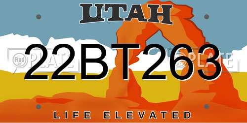 22BT263 Utah License Plate