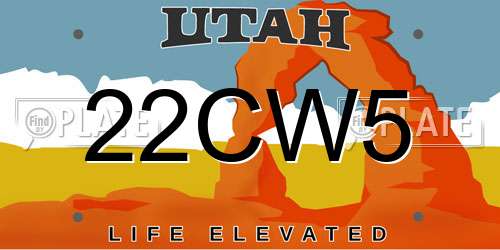 22CW5 Utah License Plate