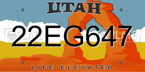 22EG647 Utah License Plate