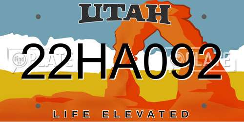 22HA092 Utah License Plate