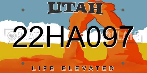 22HA097 Utah License Plate