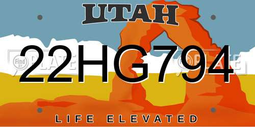 22HG794 Utah License Plate