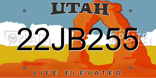 22JB255 Utah License Plate