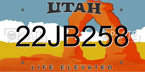 22JB258 Utah License Plate