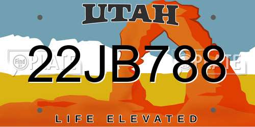 22JB788 Utah License Plate