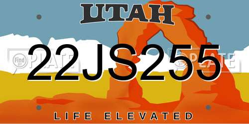 22JS255 Utah License Plate