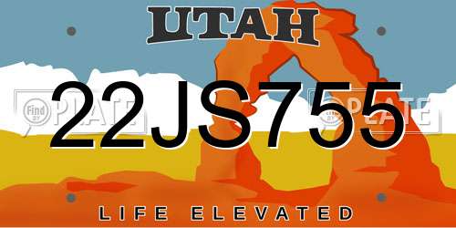 22JS755 Utah License Plate