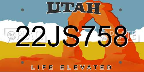 22JS758 Utah License Plate
