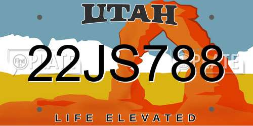 22JS788 Utah License Plate