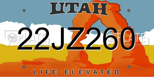22JZ260 Utah License Plate