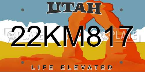 22KM817 Utah License Plate