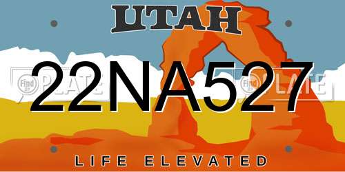 22NA527 Utah License Plate
