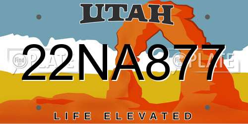 22NA877 Utah License Plate