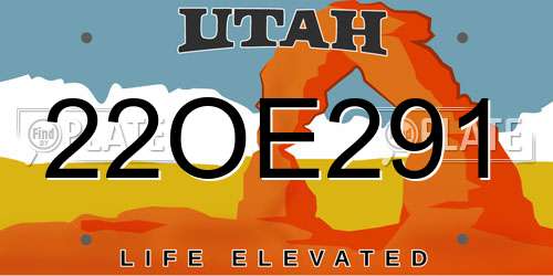 22OE291 Utah License Plate