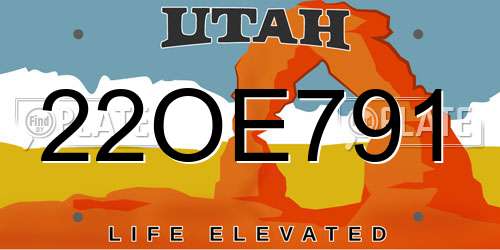 22OE791 Utah License Plate