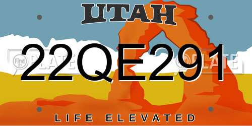 22QE291 Utah License Plate