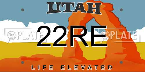 22RE Utah License Plate