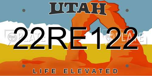 22RE122 Utah License Plate