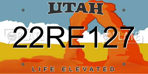 22RE127 Utah License Plate