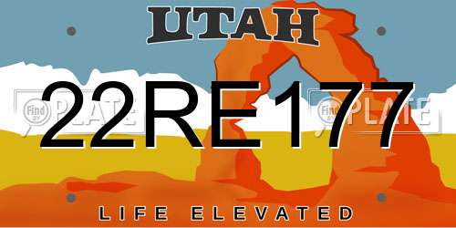 22RE177 Utah License Plate