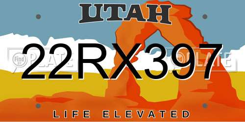 22RX397 Utah License Plate